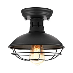 Farmhouse Flush Mount Ceiling Light - Easric Industrial Ceiling Light Fixture... - Picture 1 of 9
