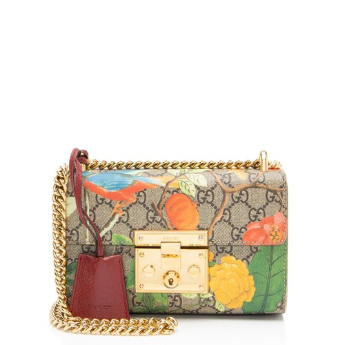 Borsa a tracolla piccola Gucci GG Supreme Tian con lucchetto