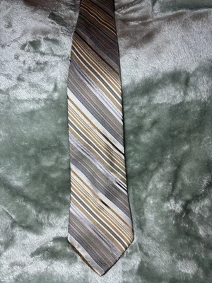 Corbata para el cuello Paul Dione hecha a mano 100 % seda para hombre hecha en China marrón azul a rayas Foto 1 de 4