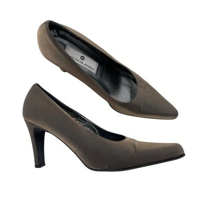 Vintage 90s Y2K Saks Fifth Avenue Heels Iridescent Taupe Brown Women's Size 9 - Image 1 of 4