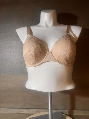 Vanity Fair Bra 40C Camiseta Sujetador 75-243 Floral Encaje Soporte Avanzado BEIGE Foto 1 de 4