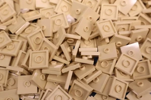 25 Lego Tan, 2 x 2 with Groove and 1 Stud Plate, City Town Pieces inv 214 - Picture 1 of 1