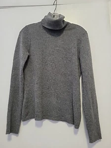 Ellen Tracy Cashmere Turtleneck Sweater 100% Cashmere Gray Small - Picture 1 of 6
