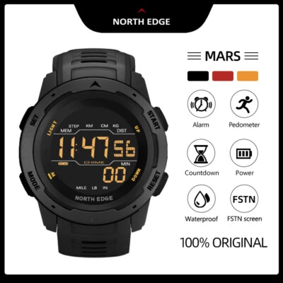 NORTH EDGE Mars Herren Digitaluhr Militär Sportuhr Wasserdicht 50M Armbanduhr - Bild 1 von 4