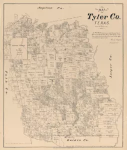 1879 Farm Line Map of Tyler County Texas - Picture 1 of 3