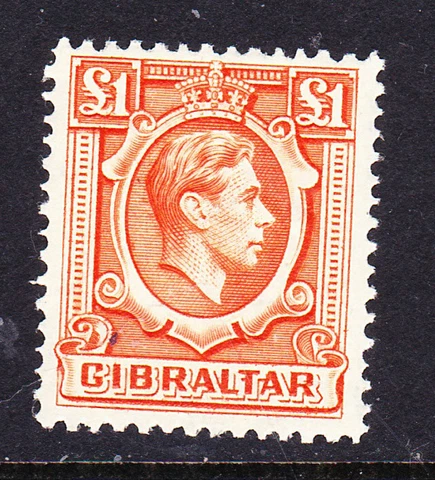 GIBRALTAR  Scott # 118  the ONE POUND value MINT  VLH     FREE SHIPPING Cover