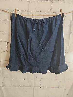 Faded Glory синяя джинсовая трапециевидная юбка с оборками подол плюс эластичная талия 22 Вт 23 дюйма L - Изображение 1 из 4