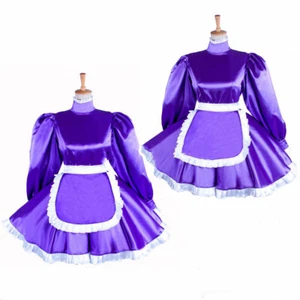 Girl Sissy maid lockable Purple Satin dress cosplay costumes Tailor-made - Picture 1 of 2