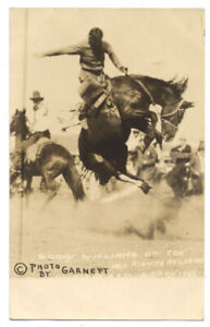 RODEO MYDŁO KOWBOJSKIE WILLIAMS On Bucking Bronco COX - 1922 Granat Doubleday RPPC