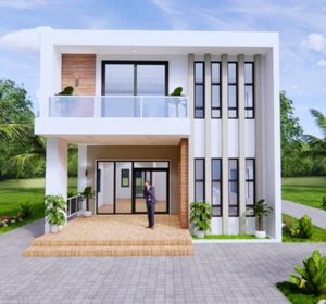 Planos de casa 7,5x13 metros 25x43 pies 3 camas 4 baños terraza techo PDF (A4 copia impresa) - Imagen 1 de 9