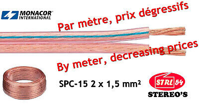 Câble HP Haute Qualité Haut-parleur Enceinte HiFi 2 X 1,5 Mm² MONACOR SPC-15 OFC • 24.04€