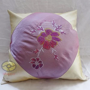 `purple with sequins embroidered floral Square Satin Cushion Cover/Pillow case - Picture 1 of 5