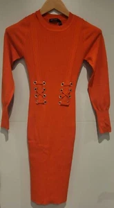 Karen Millen Knit Fabric Tailored Orange Midi Dress, Size Small - Picture 1 of 8