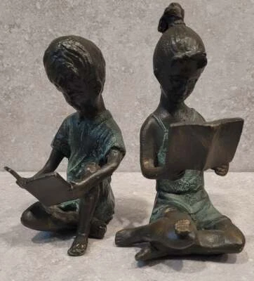 Par de sujetalibros escultóricos pintados a mano de latón SPI MCM Mod Home Boy Girl ENVÍO GRATUITO Foto 1 de 4