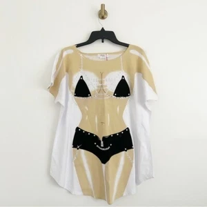 NEW Y2K Style Painted Bikini Body T-Shirt Affliction Style Biker One Size - Picture 1 of 9