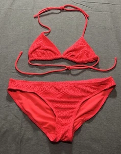 No Boundaries Bikini Swimsuit Junior Women's S 2 Pc Beach Boho Vacation Orange - Picture 1 of 11