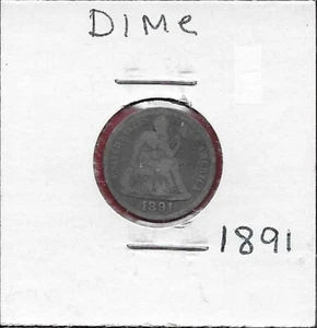 USA SEATED LIBERTY 10 CENTS 1891 SEATED LIBERTY LOOKING RIGHT ABOVE HER SHOULDER - Bild 1 von 2