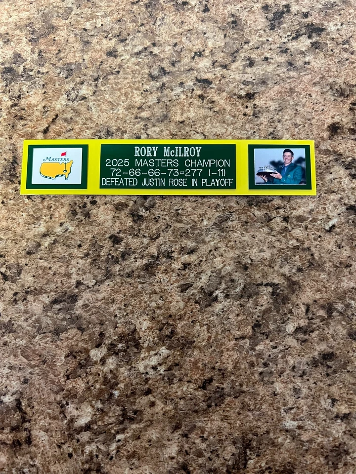 PLACA DE IDENTIFICACIÓN RORY MCILROY (2025 MASTERS) PARA EXHIBICIÓN/BANDERA/FOTO de bolas de autógrafo Foto 1 de 1