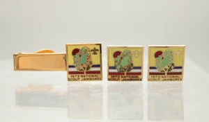 Vintage 1973 National Scout Jamboree Square Cuff Links and Tie Clip - Picture 1 of 11
