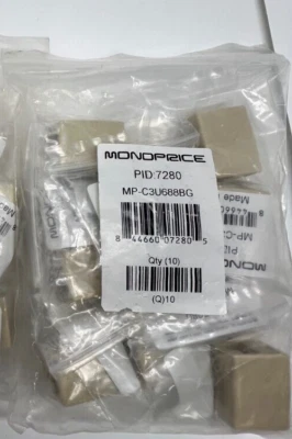 QTY 10 Monoprice 8P8C RJ45 Beige Straight Inline Coupler 7280 MP-C3U688BG - Image 1 of 4