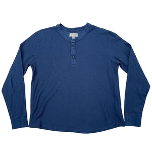 Tecovas Mens Medium Shirt Blue Waffle Knit Henley Long Sleeve Thermal 20"x25" M - Bild 1 von 9