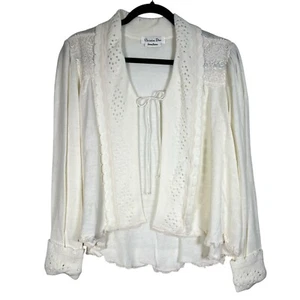 Vintage Christian Dior Neiman Marcus Women’s Off White Cardigan Sweater Sz Small - Picture 1 of 17
