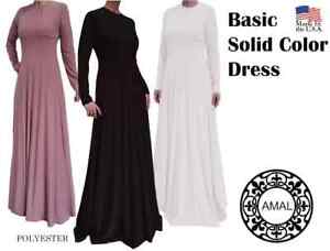 AMAL Basic Solid Color Dress xs-5xl. Islamic Hijab. USA. Model 109.