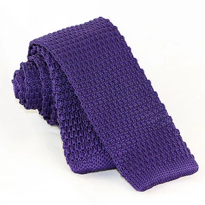 Solid Knit Mens Necktie Skinny 2" Knitted Fashion Wedding Purple Neck Tie - Picture 1 of 2