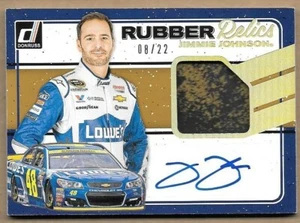 2017 Donruss Racing Jimmie Johnson 8/22 Auto Rubber Relics Tire Gold SP NASCAR - Picture 1 of 4