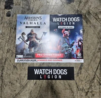 Gamestop Exclusive Assassins Creed Valhalla/2 Watch Dogs Legion Promo Display... - Photo 1/4