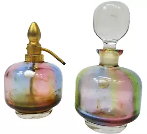 Vintage Parfum Flakons 2er Set Regenbogenfarben Glas Istzustand Bunt Deko - Bild 1 von 24