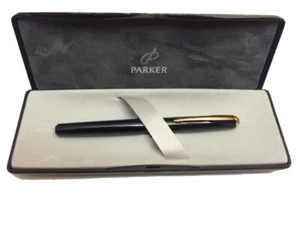 Vintage Parker Inflection Black Fountain Writing Pen Med Point 45412-00 New NOS - Picture 1 of 11