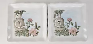 Effetti d' Arte Salad/Dessert 7" Plate Handmade in Italy Easter Rabbit Lot of 2 - Picture 1 of 8