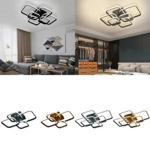 Contemporary 4/6/8 Heads LED Ceiling Light Square Black Framed Chandelier Lamp - Picture 1 of 18