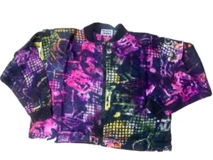 Tie-dye jacket Activewear style multi color print spring fashion S size zipper - Picture 1 of 1
