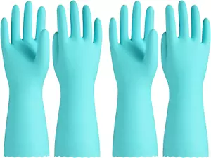 2 Pairs Reusable Dishwashing Cleaning Gloves with Latex Free, Cotton Lining, ... - Picture 1 of 1