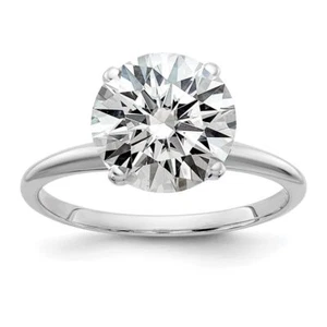 14k White Gold 3ct. Round Lab-Created Moissanite Solitaire Ring for Her Size 6 - Picture 1 of 9