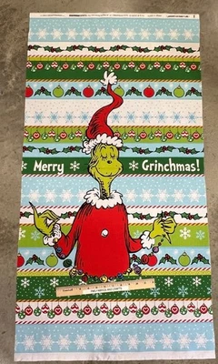 RK Grinch Christmas 100% cotton fabric panel - NOT Premade! Each panel 24x44 - Image 1 of 4
