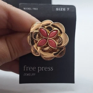 Free Press Ring Gold Blumen mit rosa Akzenten - Bild 1 von 4