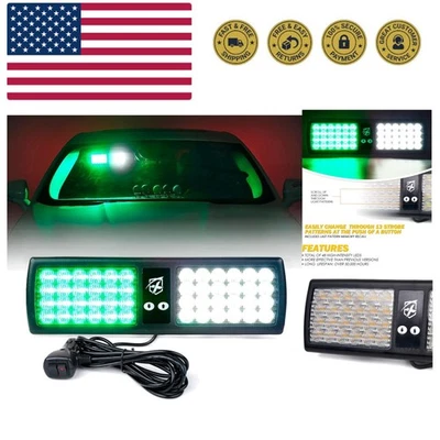 White Green 48LED Visor Strobe Flashing Lights Interior Windshield Sunshield ... - Image 1 of 4