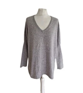 London Cashmere Co. Womens Grey 100% Cashmere V-Neck Relaxed Fit Jumper. Medium. - Picture 1 of 15