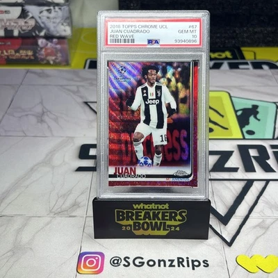 2018-19 Topps Chrome UEFA UCL Juan Cuadrado Red Wave Refractor /10 PSA 10 Pop 1 - Image 1 of 3