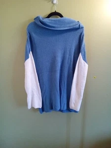 Maglione donna Free People Park City blu e bianco girocollo taglia large - Foto 1 di 3