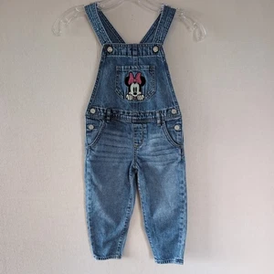 Baby Gap Overalls Disney Minnie Mouse Denim Toddler Girls 4 Blue Embroidered - Picture 1 of 12
