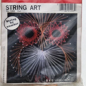 Neu aus altem Lagerbestand Eule # 1203 von McNeill String Art Vintage String By Number Kit 1979 6" x6" - Bild 1 von 4