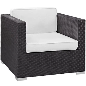 Modway Convene 5-Piece Aluminum Rattan Patio Sectional Set in Espresso/White - Picture 1 of 6
