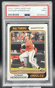 🔥🔥 2023 Topps Heritage Gunner Henderson RC Batting PSA 9 Qty 🔥🔥 - Picture 1 of 2