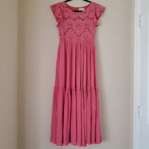 Joyfolie Mia Joy Macy In Wild Rose Lace Maxi Dress 14 girl boho bridal western - Picture 1 of 11