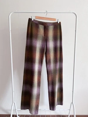 Vintage Kenzo Paris Women's Plaid Wide Leg Pants Wool Blend Trousers Knee-Lining - Image 1 of 4