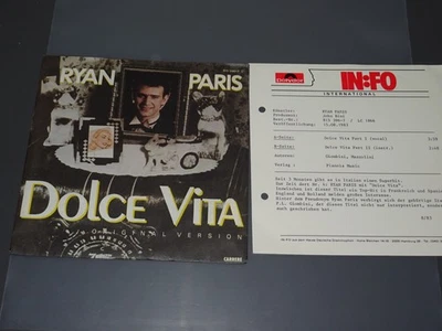 RYAN PARIS - DOLCE VITA / GERMANY 7'' SINGLE 1983 (MINT-) & PROMO-SHEET - Bild 1 von 2